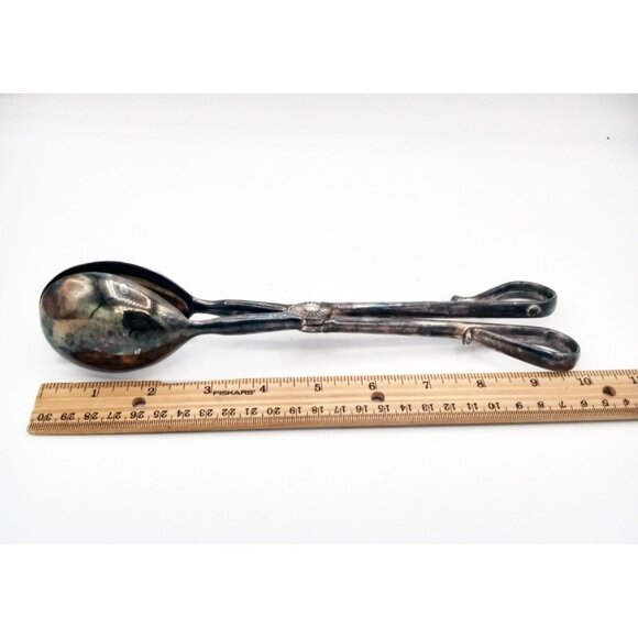 Salad Serving Tongs Silver Plated Metal Vintage 10 In Unbranded Kitchen Utensils - Picture 2 of 16